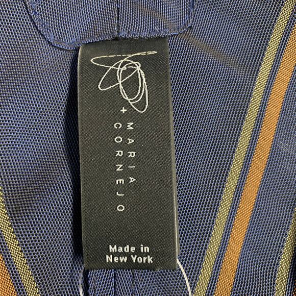 ZERO + MARIA CORNEJO Size M Navy Orange Yellow Stripe Kimono Cardigan - Picture 4 of 5